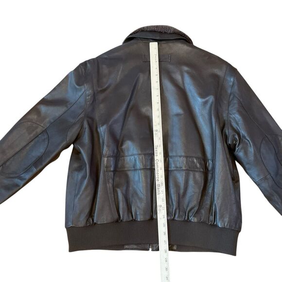 Roundtree & Yorke Lamb Skin Leather Jacket SZ XL Flight Fur Pilot Aviator Brown - Picture 9 of 16